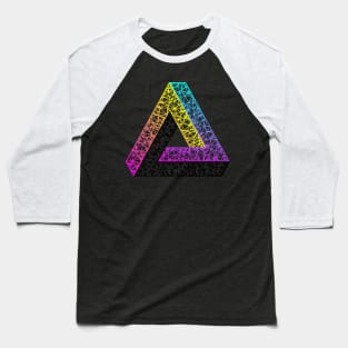 Penrose Triangle (Magenta Cyan Yellow Gradient) Baseball T-Shirt